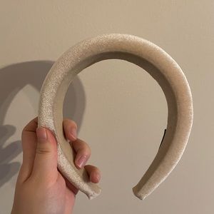 White velvet puffy padded headband